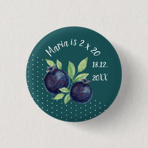 Süße Blaubeeren Aquarell Handgemalt Button