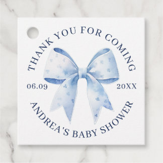 Süße blaue Aquarell-Schleife Baby Shower Dankeschö Geschenkanhänger