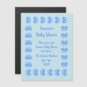 Süße blaue Baby-Jungen-Hasenfüße Oster-Baby-Party Magneteinladung