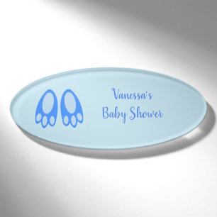 Süße blaue Baby-Jungen-Hasenfüße Ostern Baby Showe Namenschild