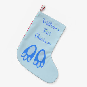 Süße blaue Baby-Jungen-Hasenfüße Ostern Custom Kleiner Weihnachtsstrumpf