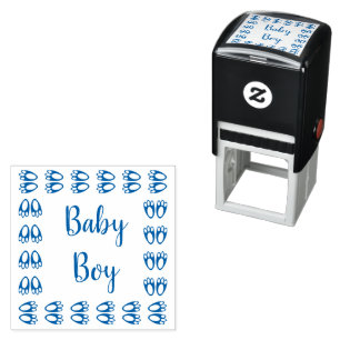 Süße blaue Baby-Jungen-Hasenfüße Ostern Custom Permastempel