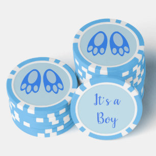 Süße blaue Baby-Jungen-Hasenfüße Ostern Custom Pokerchips