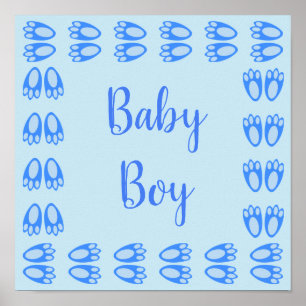 Süße blaue Baby-Jungen-Hasenfüße Ostern Custom Poster