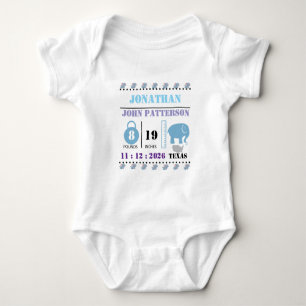 Süße blaue Babyelefanten-Geburtsanzeige Baby Strampler
