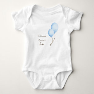 Süße blaue Ballons, Hallo ich bin neu und Name Baby Strampler