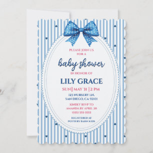 Süße blaue Band- und Herz-Baby-Shower-Einladung Einladung