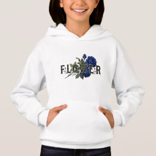 Süße blaue Blumen-"BLUME"-Kapuzenjacke für Mädchen Hoodie