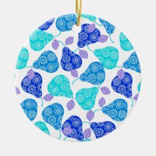 Süße blaue dekorative Birnenmuster Keramik Ornament