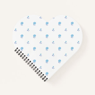 Süße blaue Ditsy-Blüten Herzform Notizbuch
