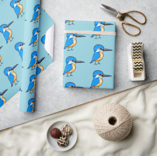 Süße Blaue Eisvogel-Vogel-Kunst Geschenkpapier