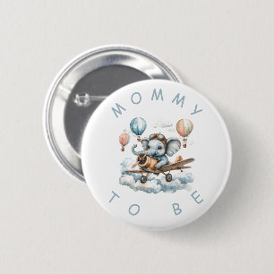 Süße Blaue Elefant-Baby-Party für Mama Button