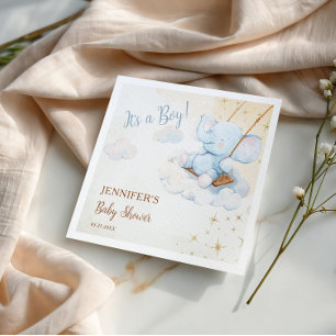 Süße blaue Elefant-Wolken-Baby-Party Serviette