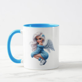 Süße blaue Engel Mädchen individuell zweifarbige T Tasse