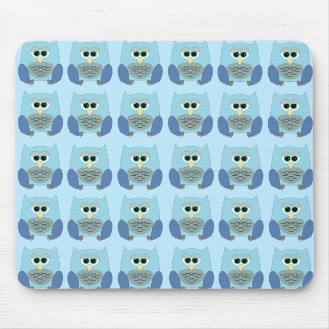 Süße Blaue Eulen Muster Mousepad (Vorne)