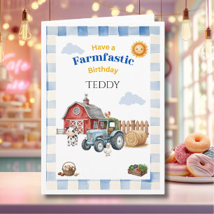 Süße blaue Farm-Kindergeburtstag Karte