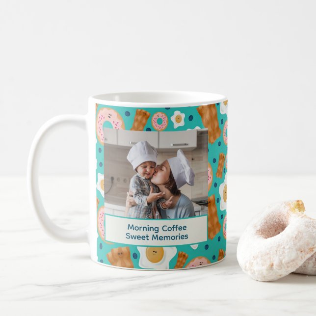 Süße blaue Frühstückspersonalisation Pastell Kaffeetasse (Mit Donut)