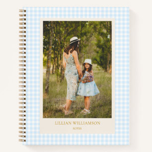 Süße blaue Gingham-Foto Notizen Journal personalis Notizbuch