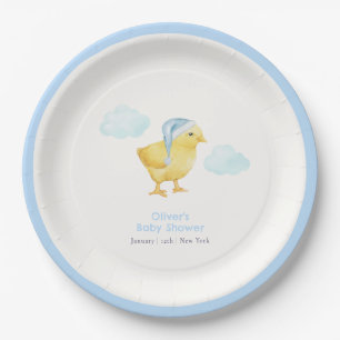 Süße Blaue Himmel Wolke Kleines Huhn Baby Shower Pappteller