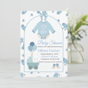 Süße blaue Jungen-Baby-Party-Einladung Einladung