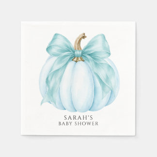 Süße blaue kleine Kürbis- und Schleifen-Baby-Party Serviette