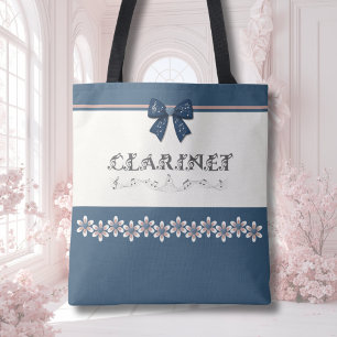 Süße blaue kokette Schleife Klarinette Band Tote-T Tasche