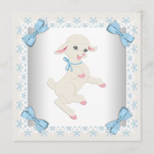 Süße blaue Lamm-Jungen-Baby-Party Einladung