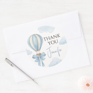 Süße blaue Luftballon-Baby-Junge-Taufe-Dankeschön Runder Aufkleber