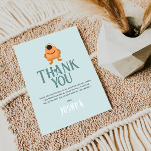 Süße blaue Monster-Alien-Jungen-Geburtstag Dankeskarte