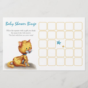 Süße blaue orange Katze Baby Shower Bingo Karte