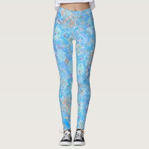 Süße blaue Pastellblumen Leggings