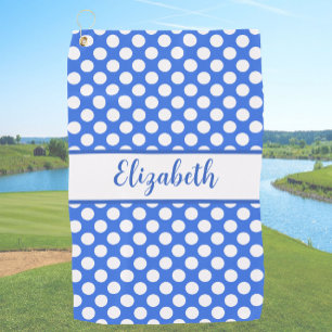 Süße blaue Punkte mit individuellem Namen für Dame Golfhandtuch