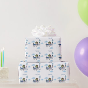 Süße blaue Reiseflugzeuge für Jungen, Kinder zum 1 Geschenkpapier
