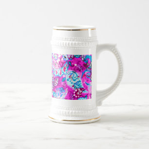 Süße blaue rosa Blumenmuster Bierglas