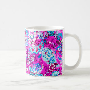 Süße blaue rosa Blumenmuster Kaffeetasse
