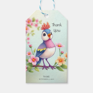 Süße Blaue Rosa Vogel Blumen Geschenkanhänger