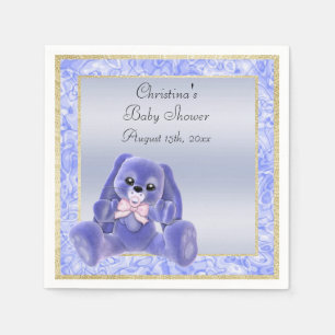 Süße Blaue Schlappohren-Hasen-Baby-Party Serviette