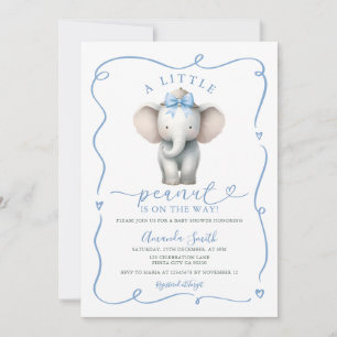 Süße blaue Schleife Elefant Erdnuss Baby Shower  Einladung