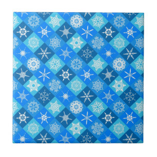 Süße blaue Schneeflockenmuster Design Fliese