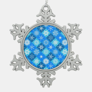 Süße blaue Schneeflockenmuster Design Schneeflocken Zinn-Ornament