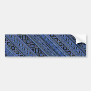 Süße blaue schwarze ukrainische Ornamentstreifen Autoaufkleber