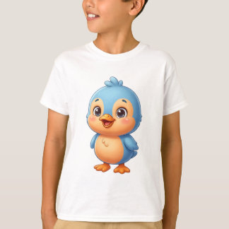 Süße blaue und orange Cartoon-Baby-Vogel-Maskottch T-Shirt