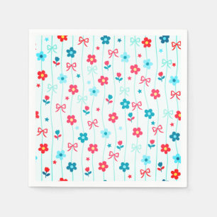Süße blaue und rote florale Schleifenmuster patrio Serviette