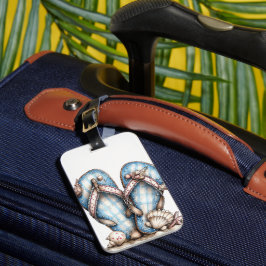 SÜSSE BLAUE UND WEISSE SOMMER-ZEHENSTEG-SANDALEN & GEPÄCKANHÄNGER
