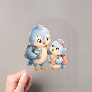 Süße Blaue Vogel Familie Acryl-Einladung Acryleinladungen