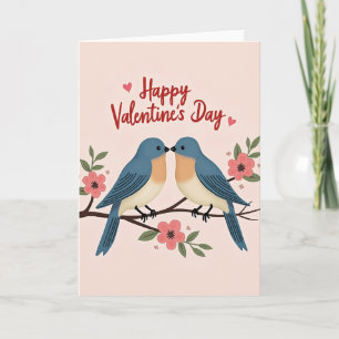 Süße Blaue-Vögel Valentinstag Liebeskarte Karte
