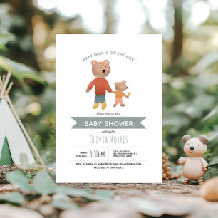 Süße blaue Wald-Bären-Baby-Party für Jungen Einladung