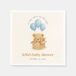 Süße blaue Wasserfarbballon-Bär-Junge-Baby-Party Serviette