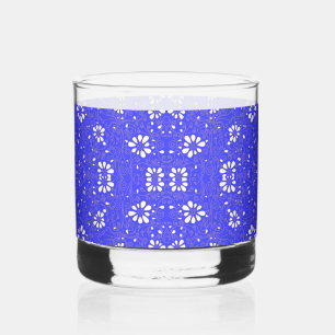 Süße blaue weiße klassische Blumenmuster Whiskyglas