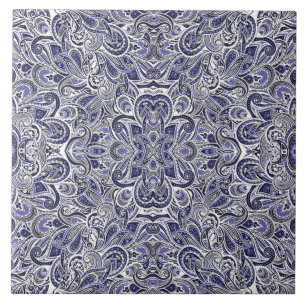 Süße blaue weiße Paisley-Muster-Design Fliese